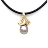 Pink/Green Pearl on "Waves" 14K Gold Pendant