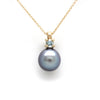 Impressive and colorful Cortez Pearl on 14K Yellow Gold Pendant with Aquamarine